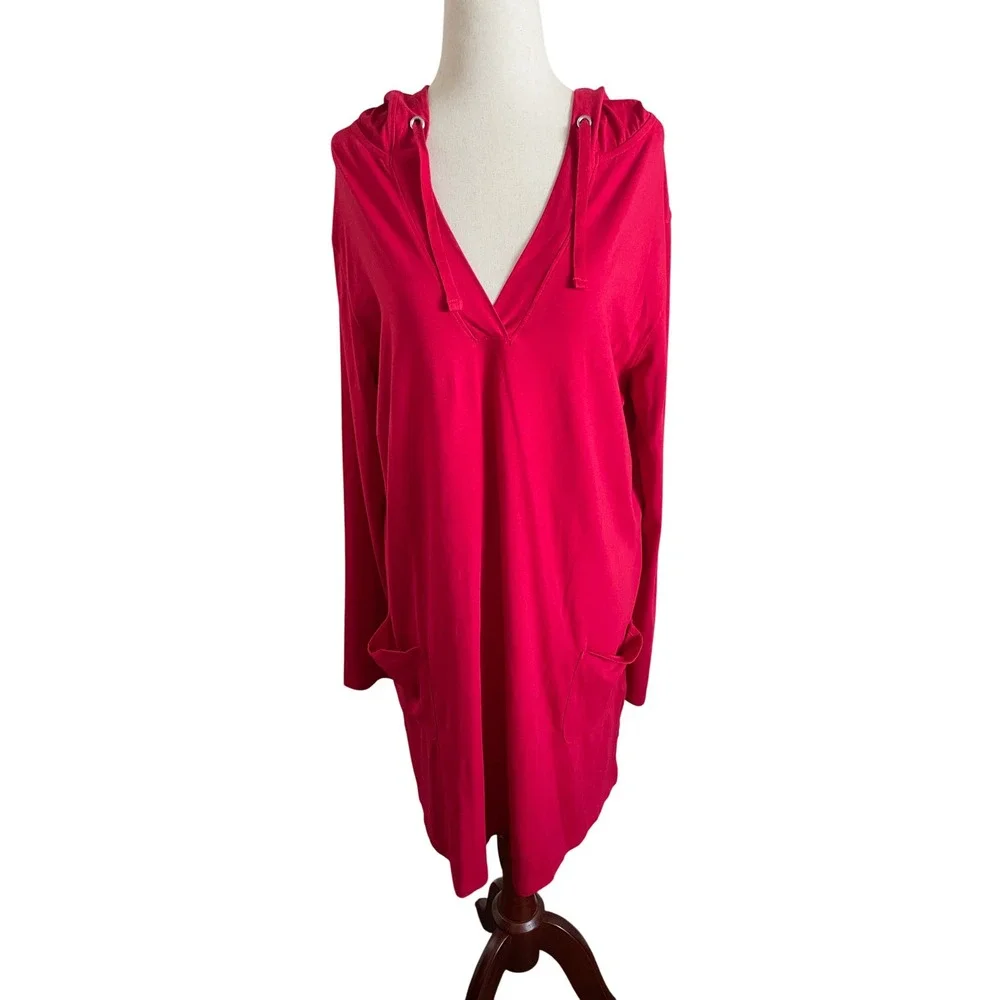 Coolibar Hooded Beach Swim Cover Up Dress UPF 50+ Sun Protection XL Coastal